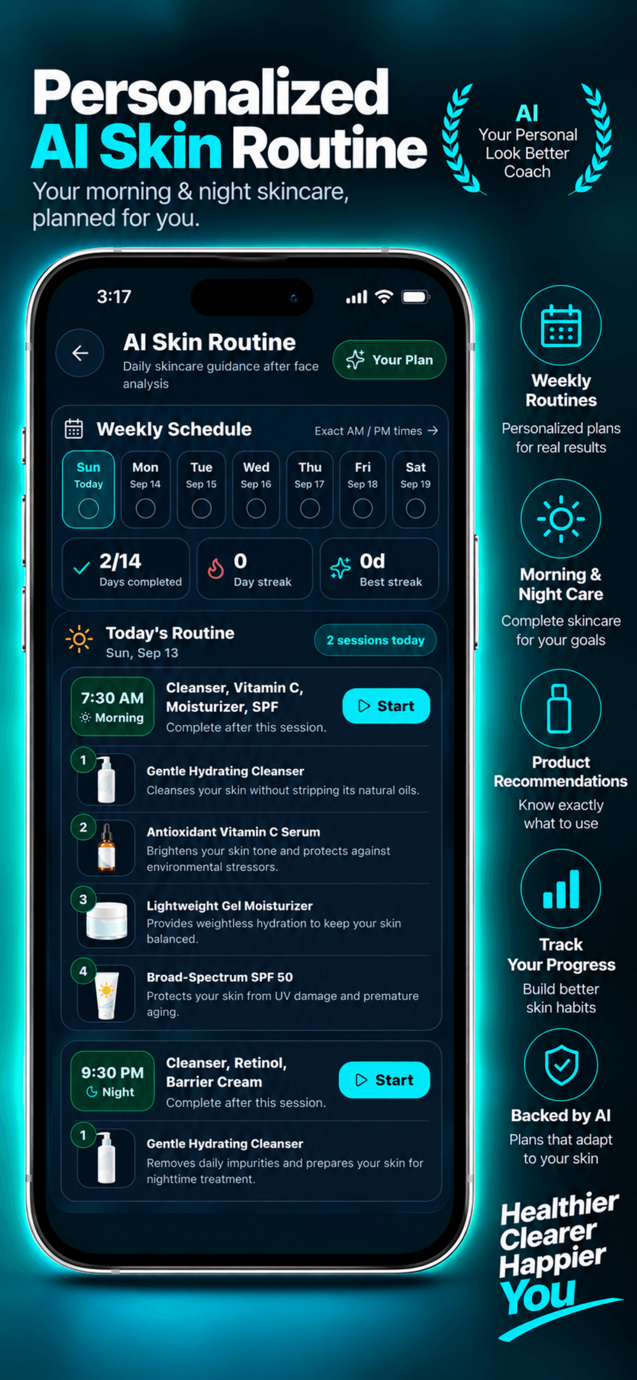 FitFace AI skin routine screenshot